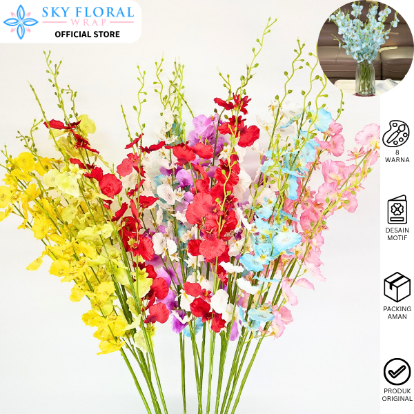 Anggrek Bulan Latex Bunga Anggrek Hiasan Rumah Tangkai Panjang Palsu Orchid Cymbidium Flower BG30