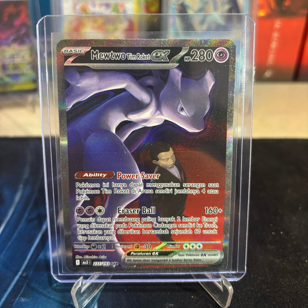 Mewtwo Tim Rocket EX SAR Evolusi Mega Impian EX 237/193 MA3 Pokemon TCG Indonesia Ori