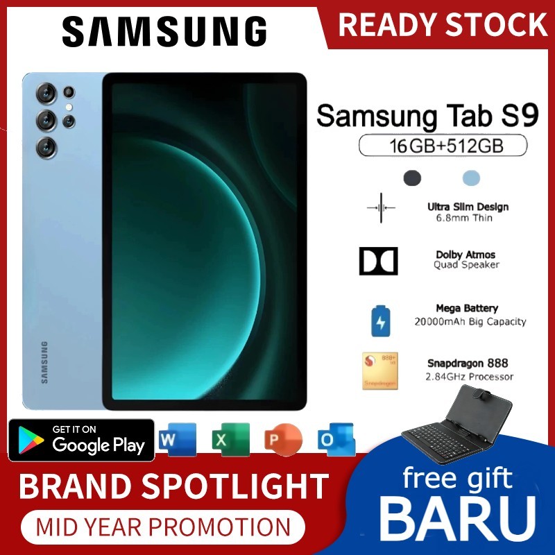 Samsung Galaxy S9 Tab 11 Inch 2026 | 5G/4G LTE | 16GB RAM 512GB ROM | Dual SIM | Android Tablet +COD