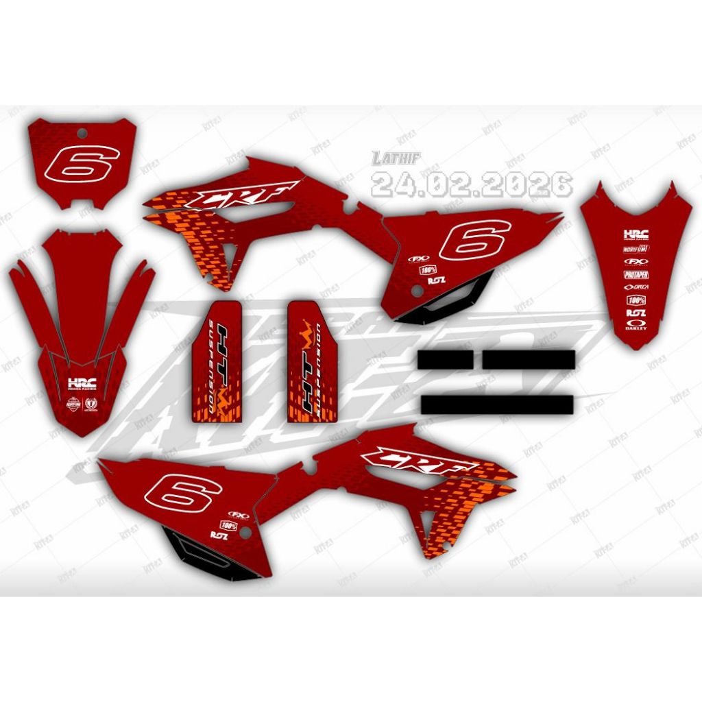 Decal CRF 450 stiker CRF 450 setiker dekal crf450 full body modifikasi motif racing putih hitam M-I5