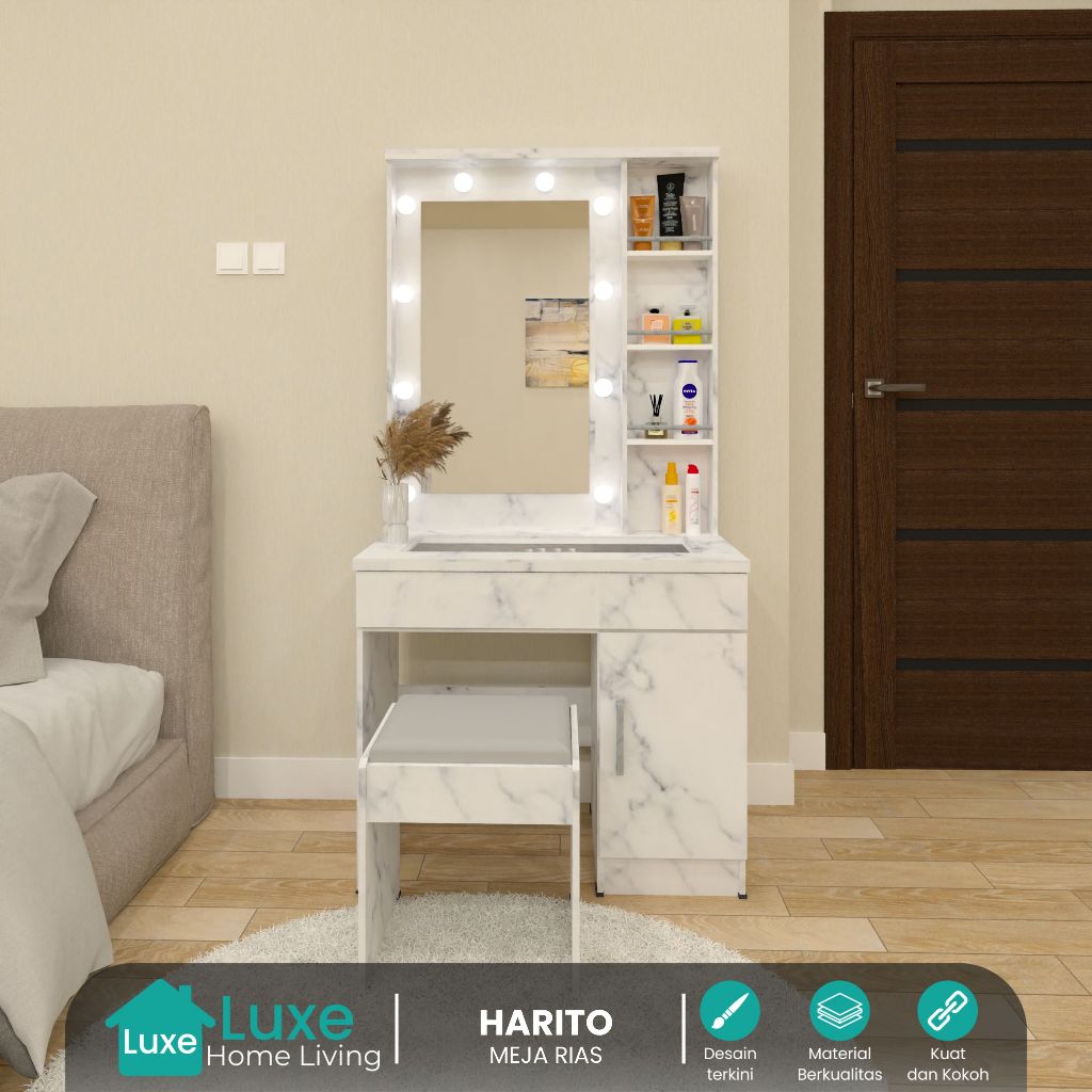 Meja Rias Lampu Series Harito Meja Rias Marble Termurah Surabaya Meja Rias LED Meja Rias Minimalis I