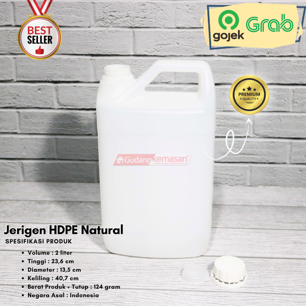 JERIGEN PLASTIK 2 LITER HDPE KOTAK NATURAL PER 24PCS