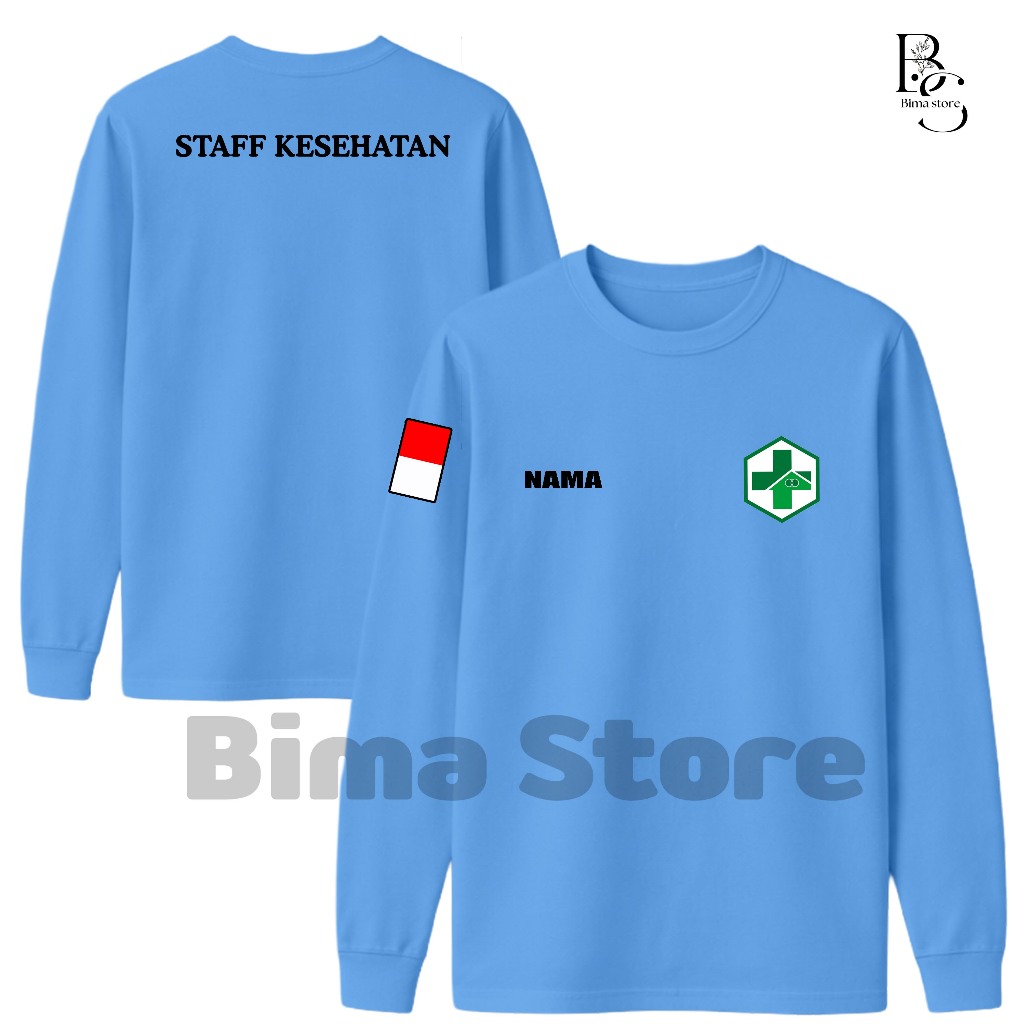 Kaos Staff Kesehatan Lengan Panjang Katun 24s Unisex Seragam Kerja Tenaga Medis Premium Sablon DTF