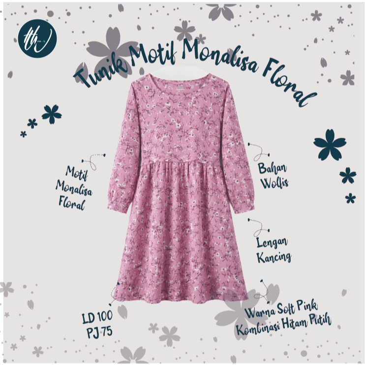 Tunik Motif Monalisa Floral | Preloved Tunik Wolfis | Floral Monalisa-Rempel Bawah