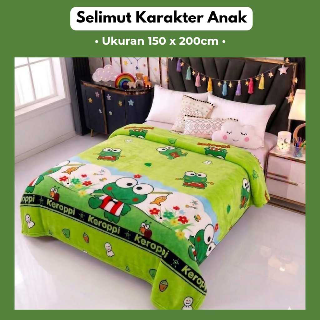 Selimut Karakter Anak 150x200 Polyster Lembut Halus Nyaman + Free Tas Packing