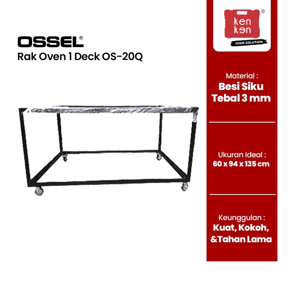 Ossel - Meja Rak  Oven Meja Kaki Oven 1 Deck 2 Tray Siku Tebal 4 Roda Rem