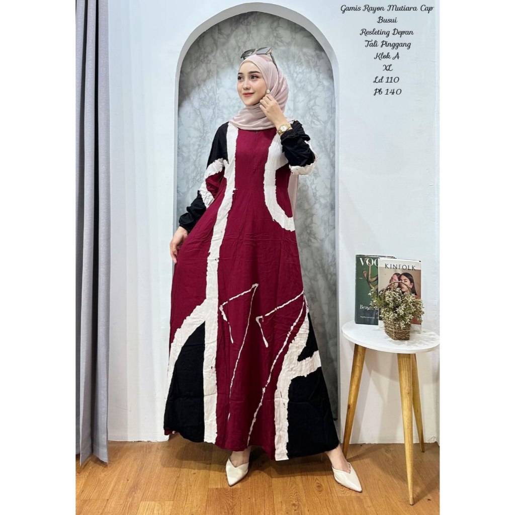 Gamis Klok A Bahan Twill Ori Premium Adem Halus Motif Terbaru