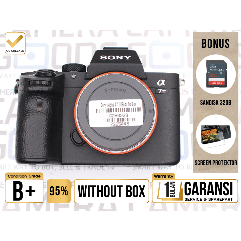 Kamera Sony Alpha A7 III Full Frame Camera Digital Mirrorless  - C250223 Second Bekas Grade A / Sony