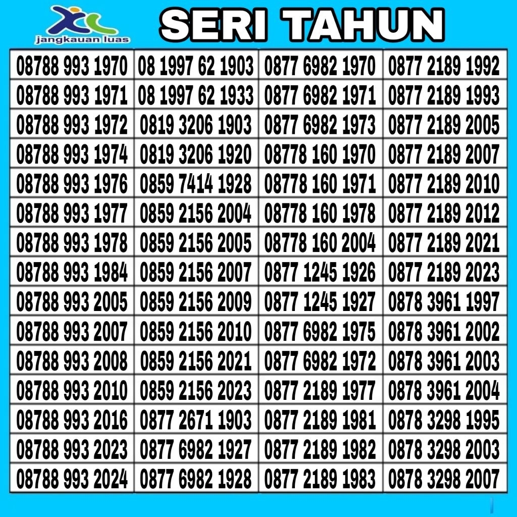 nomor cantik kartu perdana XL seri tahun