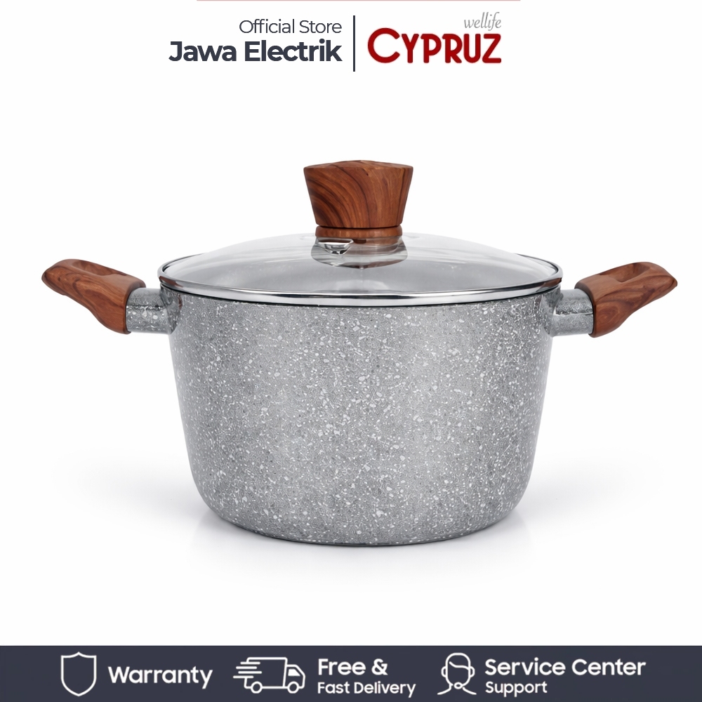 Cypruz Grey Marble High Casserole Pan / Panci Anti Lengket Ukuran Tinggi