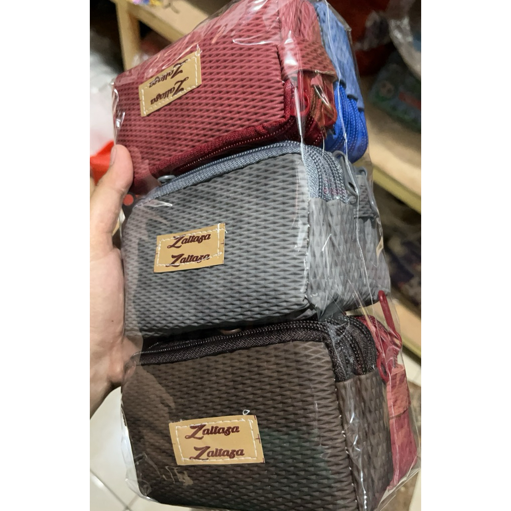 Dompet Wanita HP 3 Resleting Eco Multifungsi Pouch 3 Ruang polos