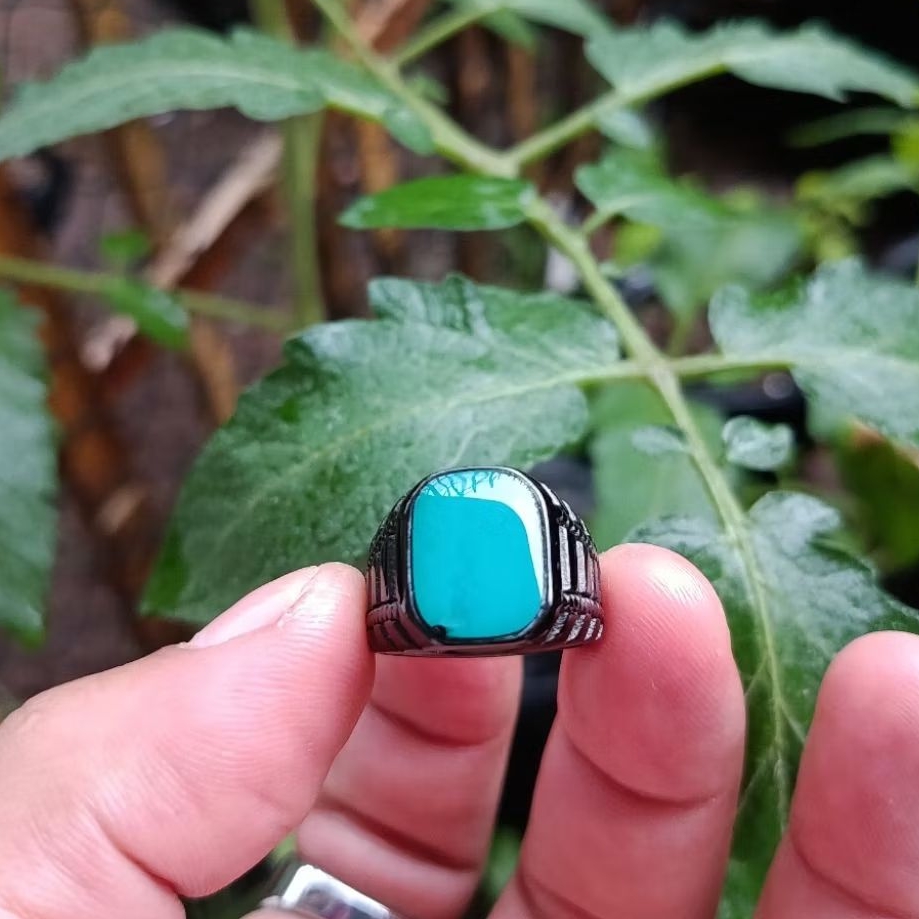 cincin batu akik bacan doko majiko biru cristal original stone