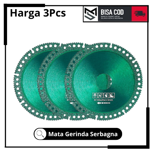 Mata Gerinda Serbaguna 3Pcs Pemotong Kayu Besi PVC Triplek Asbes Diamond Cutting Whell