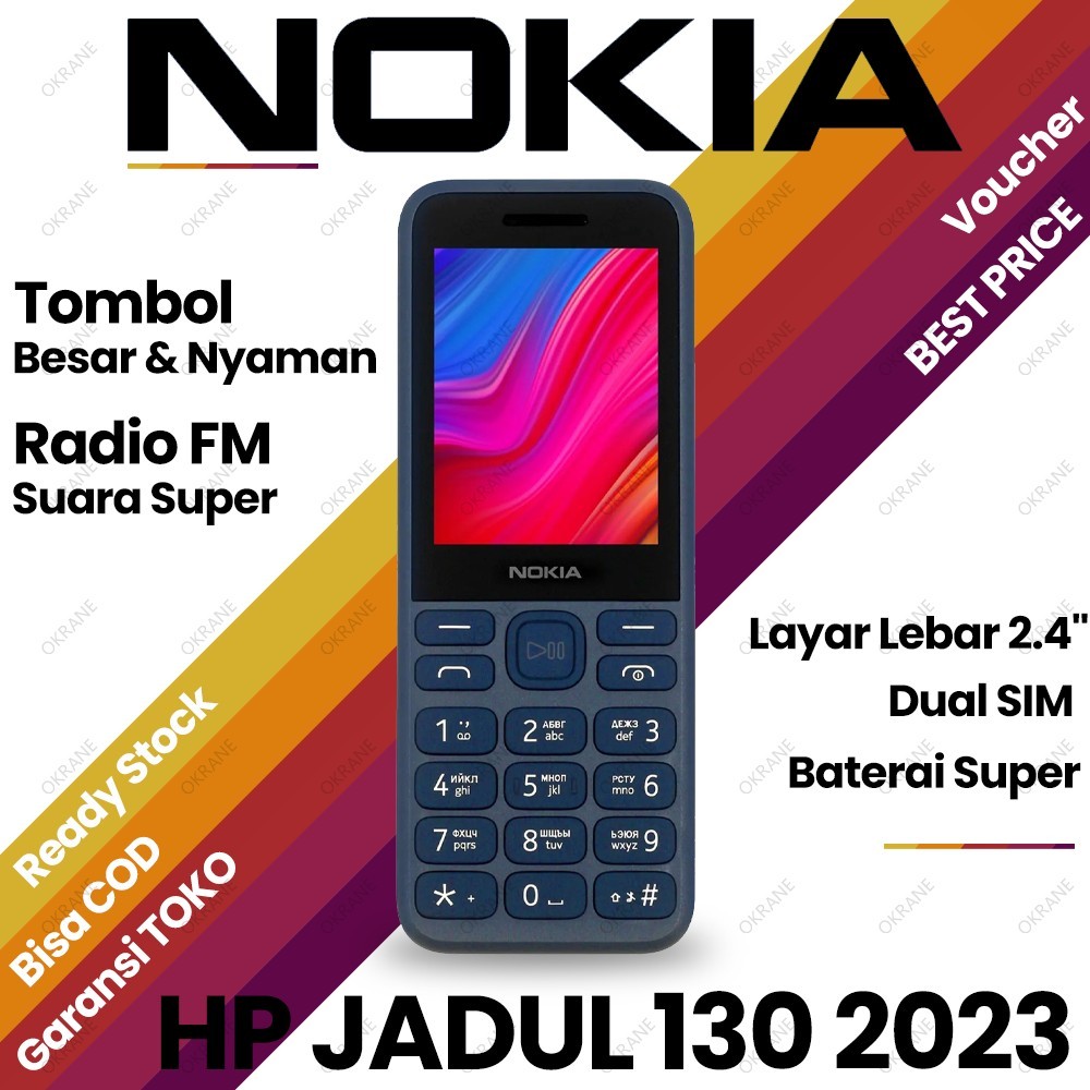HP Nokia 130 2023 Dual SIM HP Jadul Klasik Ponsel Baru Ori Fullset Garansi 1 Tahun Termurah Ready