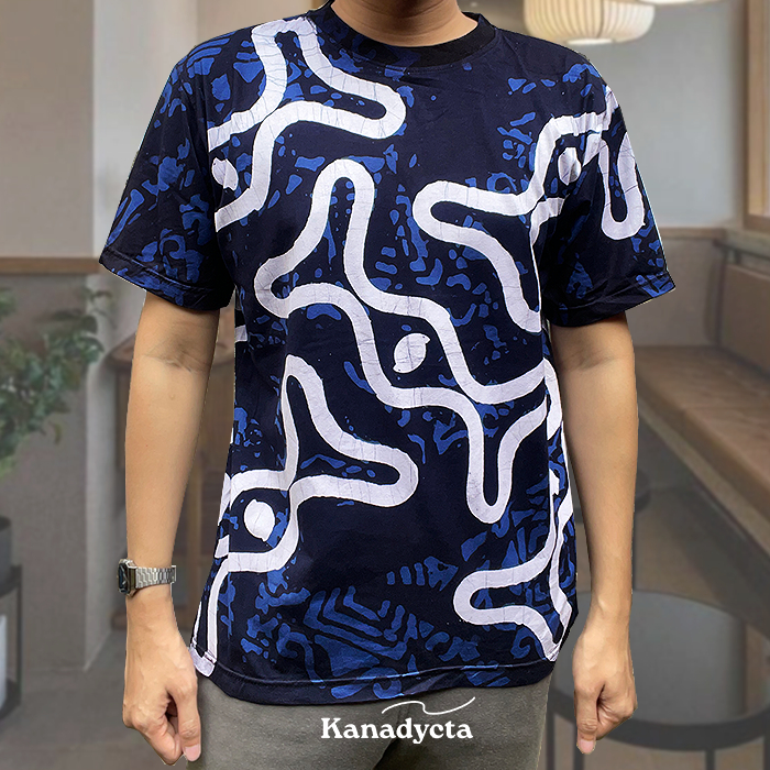 OBRAL CUCI GUDANG KAOS BATIK PRIA KATUN MURAH MERIAH - BIRU PECAH