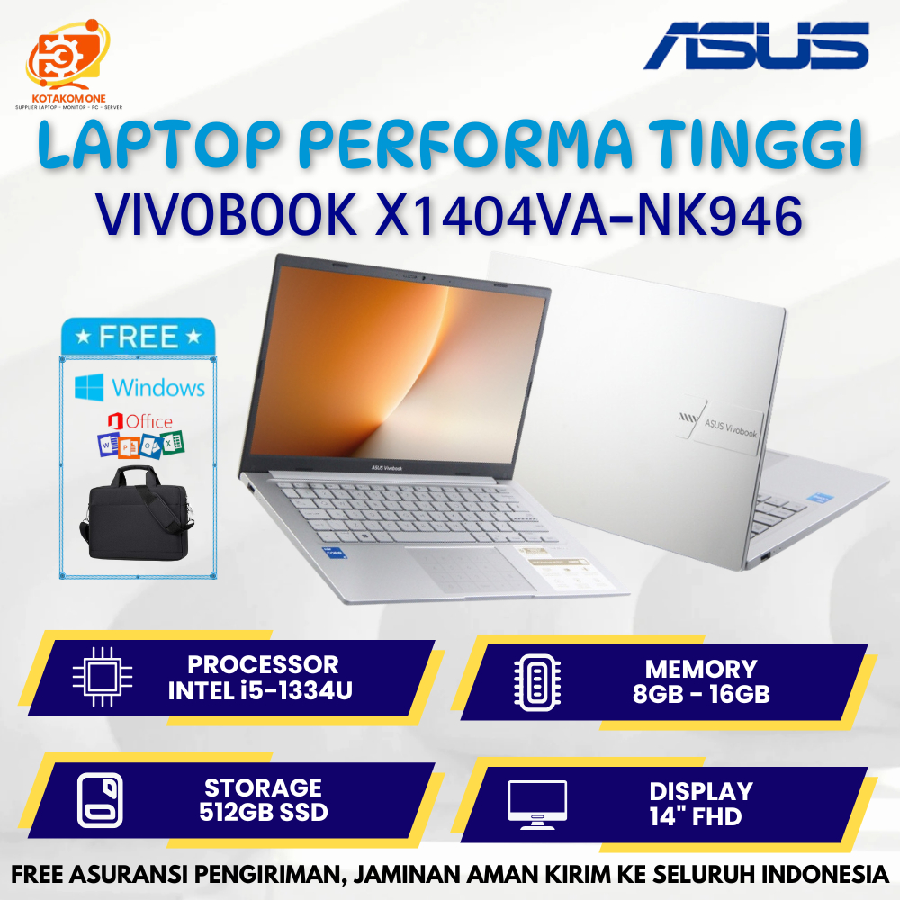 Promo Laptop Baru Asus VivoBook X1404VA-NK946 Intel Core i5-1334U Ssd 512Gb Ram 8Gb Layar 14"FHD