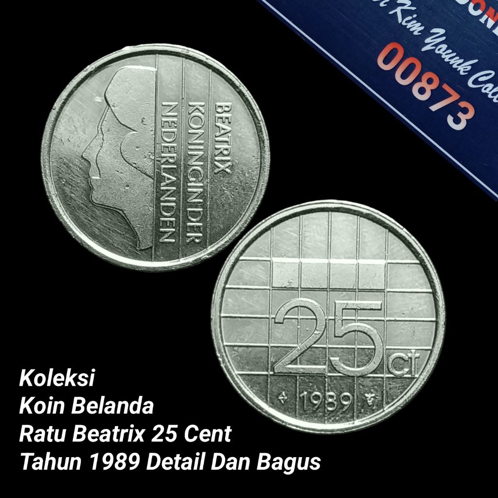 UKA089Coin 25 Cent (BELANDA) Ratu Beatrix Thn 1989 Detail Bagus