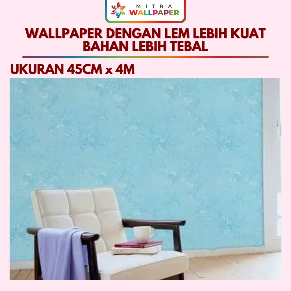 Wallpaper Dinding Biru Polos Wallpaper Dinding Kamar Tidur Motif Embos Biru Bunga Polos Wallpaper Di