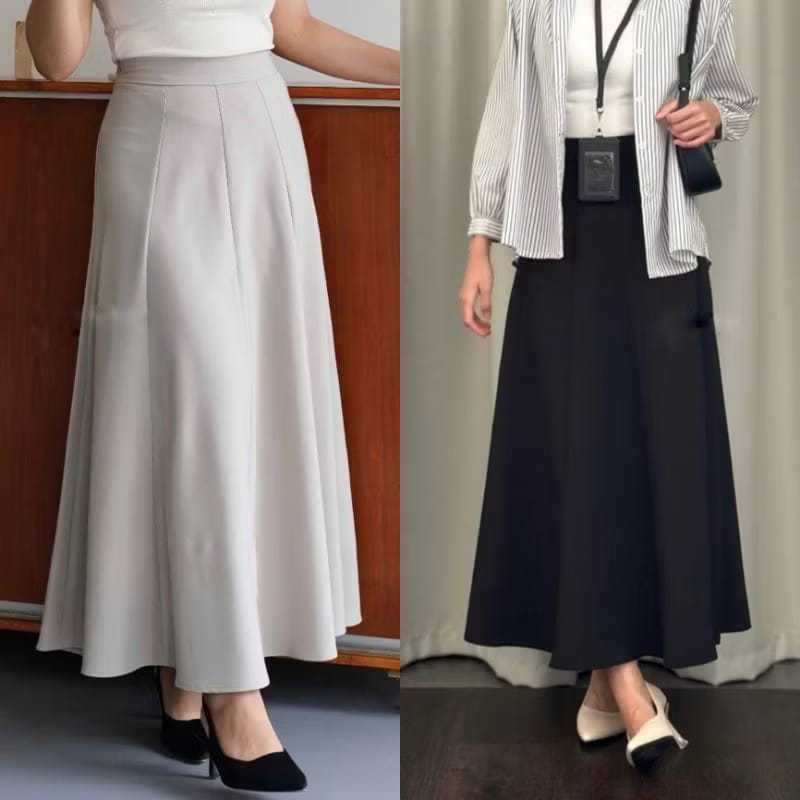 Haruka Skirt -Rok Audy- Korean Loose Maxi Skirt Rok Wanita Anti Kusut