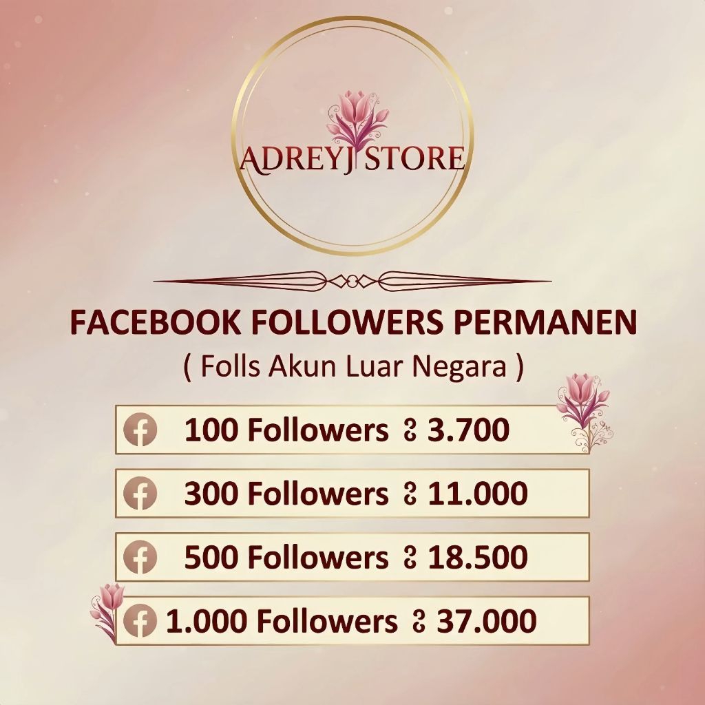 FOLLOWERS FB PERMANEN ( Akun Luar )