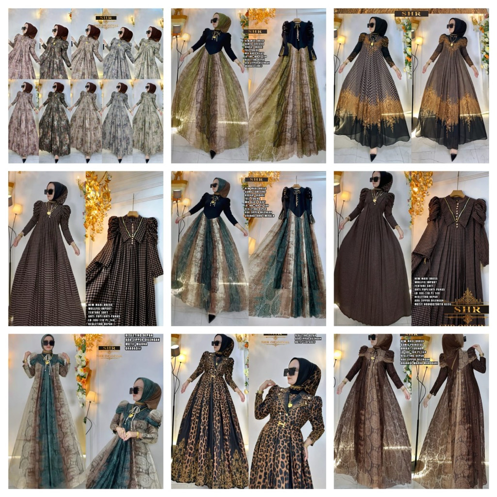 ReadyNEW ori SHR Maxy tempel Arjuna+blazer leopard+brokat princess-twotone bunga-Rajut brokat-prince