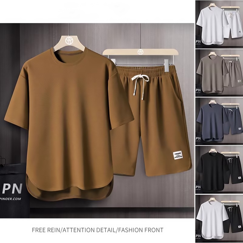 Baju Setelan Pria Baju Pantai Pria Satu Set Baju Oversize Pria Kaos Korea Style Pria