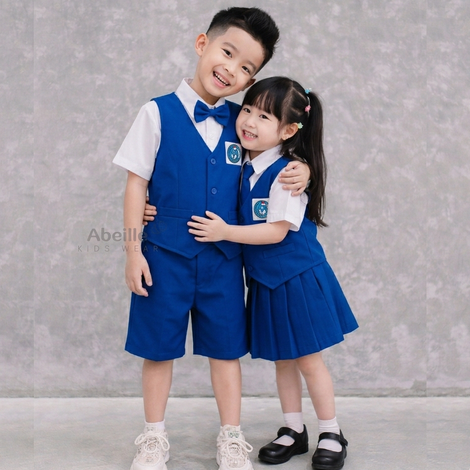 Seragam TK Biru Putih Nasional Seragam Paud Anak Seragam Biru Rompi