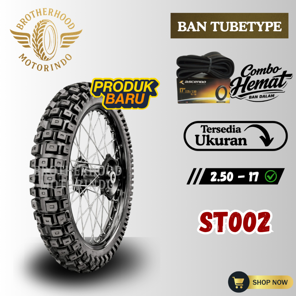 BAN ASCENDO ST002 RING 17 NON TUBLES ( 250-17 ) BAN IRC TRAIL / BAN TUBETYPE RING 17 / NON TUBBLES R