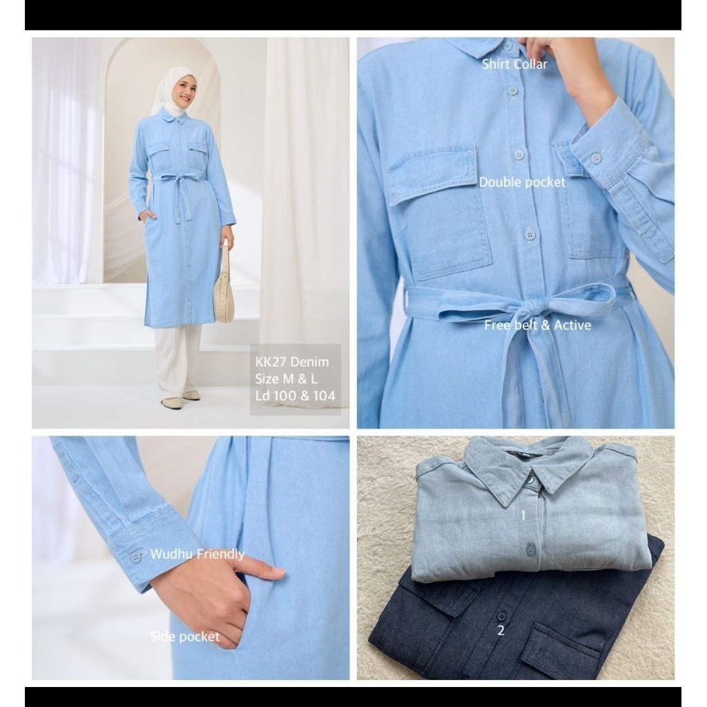 Long tunik denim ori Nurama