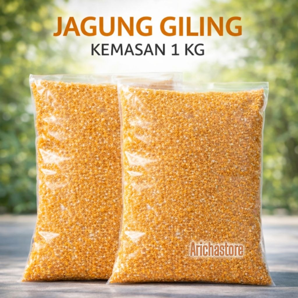 Jagung Giling Kemasan 1KG - Jagung Pakan Ternak - Kering Kadar Air 12-17%