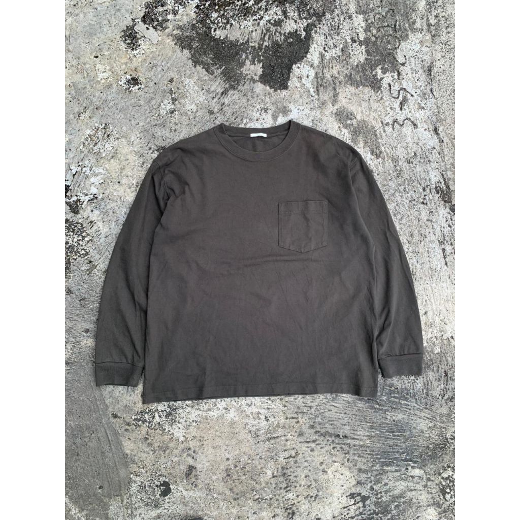 GU Uniqlo Dark Green Pocket Longsleeve Tshirt