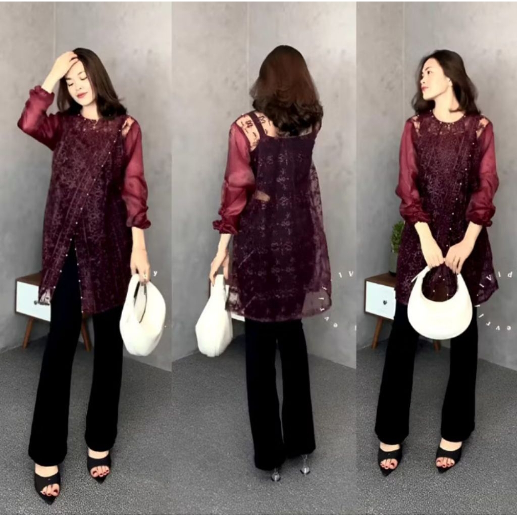 Zize Outer Tunik Brukat / Outer Kondangan Outer Wisuda/ Keiyra Tunik Brukat Kondangan Elegan