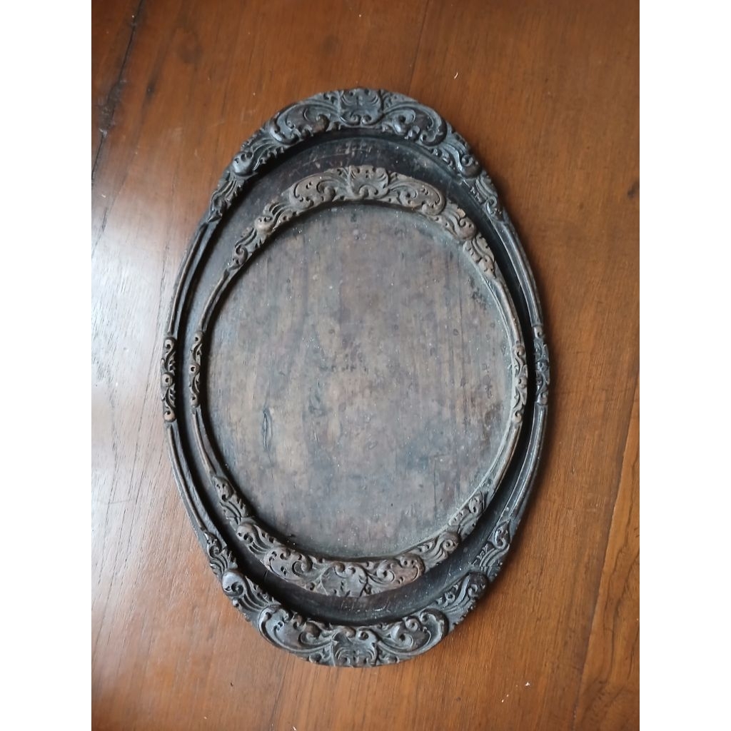 2 nampan/baki KAYU JATI  ukiran lawas vintage