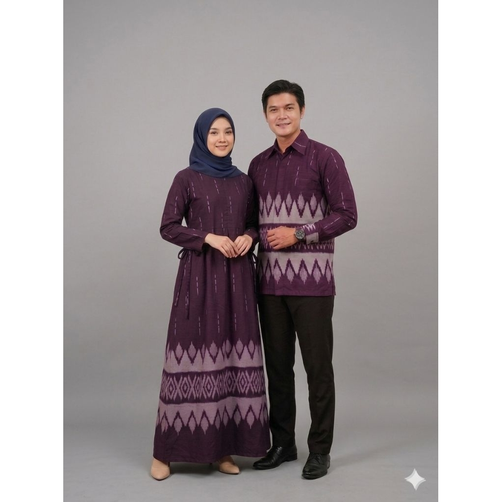 Maura couple sania ruffle batik couple gamis standar jumbo couple keluarga terbaru - terlaris