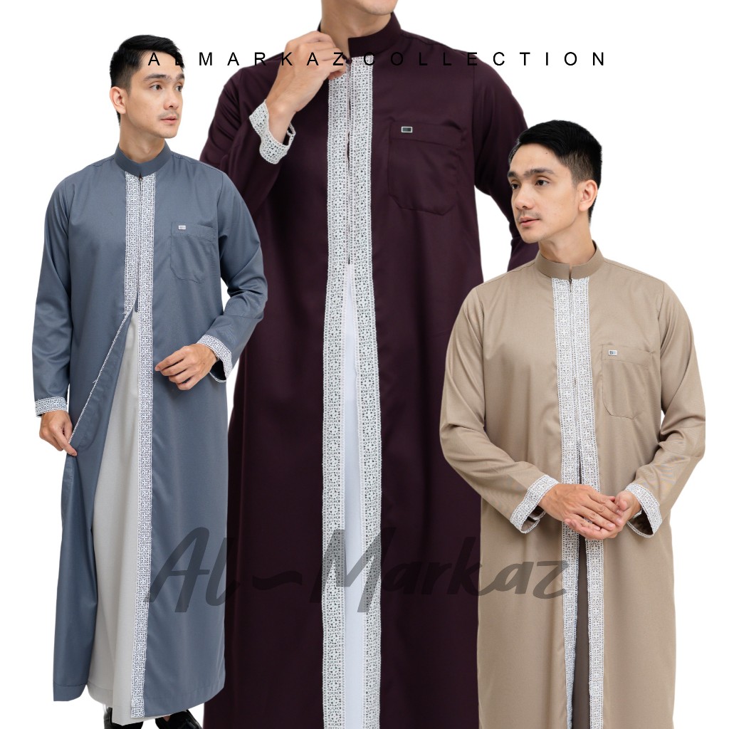 2 in 1 Jubah Outer Renda Pria Muslim Dewasa Gamis Sultan Dubai