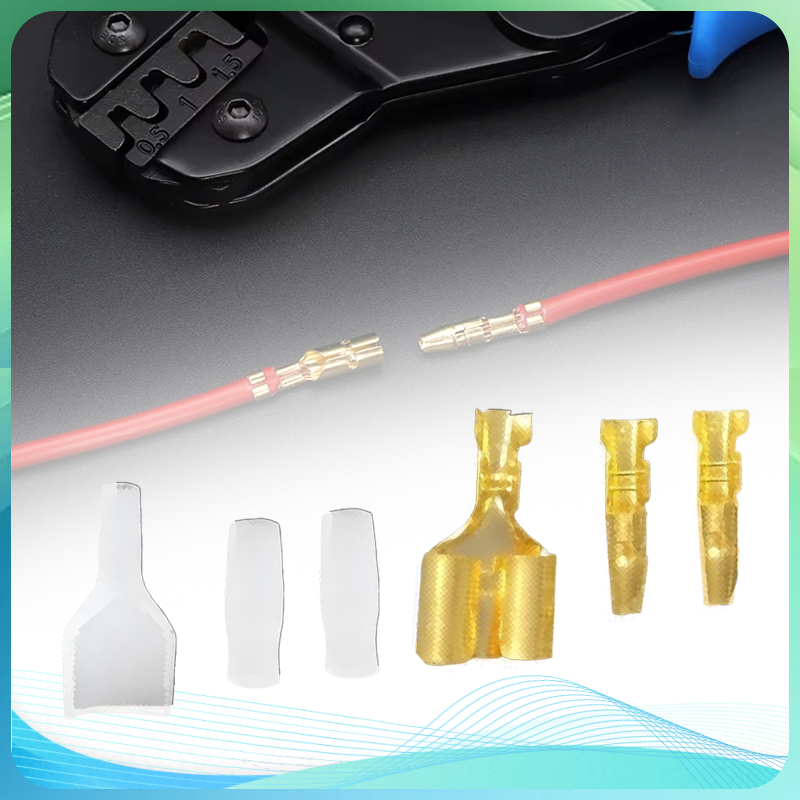 50set Skun Soket Kabel Skun Kabel Gepeng Skun Penyambung Kabel Skun Kabel Bulat Skun Terminal