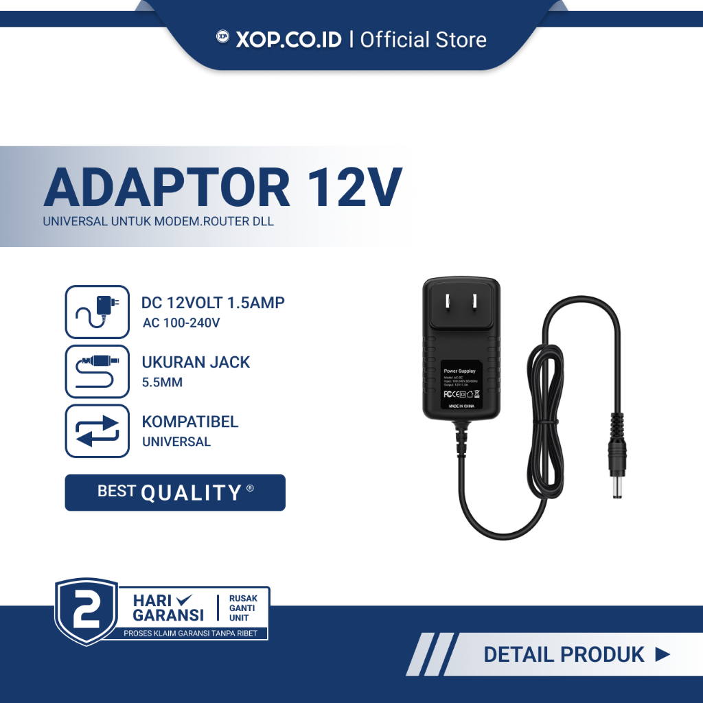 Power Adaptor 12V-1.5A Jack 5.5mm | Bisa Untuk Modem Router DVR | CCTV STB HTB | Bekas Universal