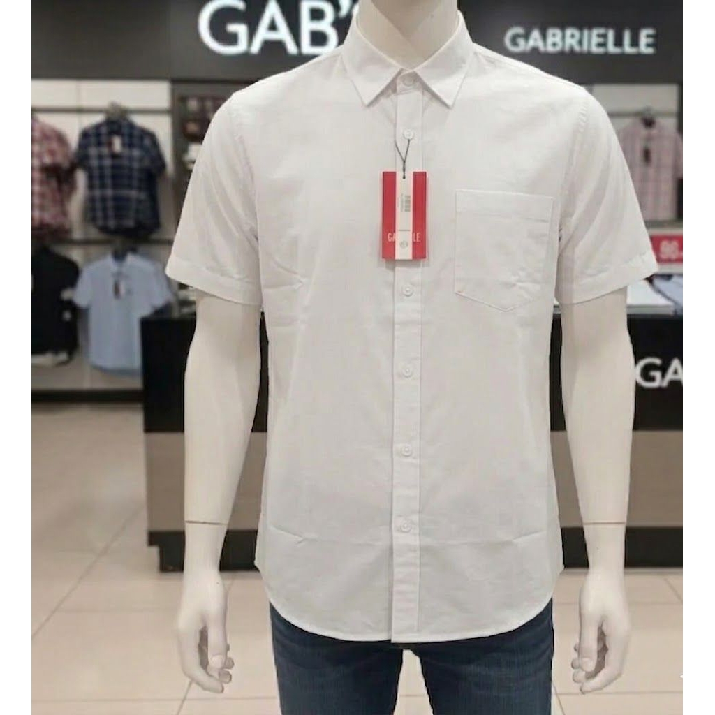 KEMEJA PRIA LENGAN PENDEK REGULER FIT WARNA PUTIH GABRIELLE JEANS