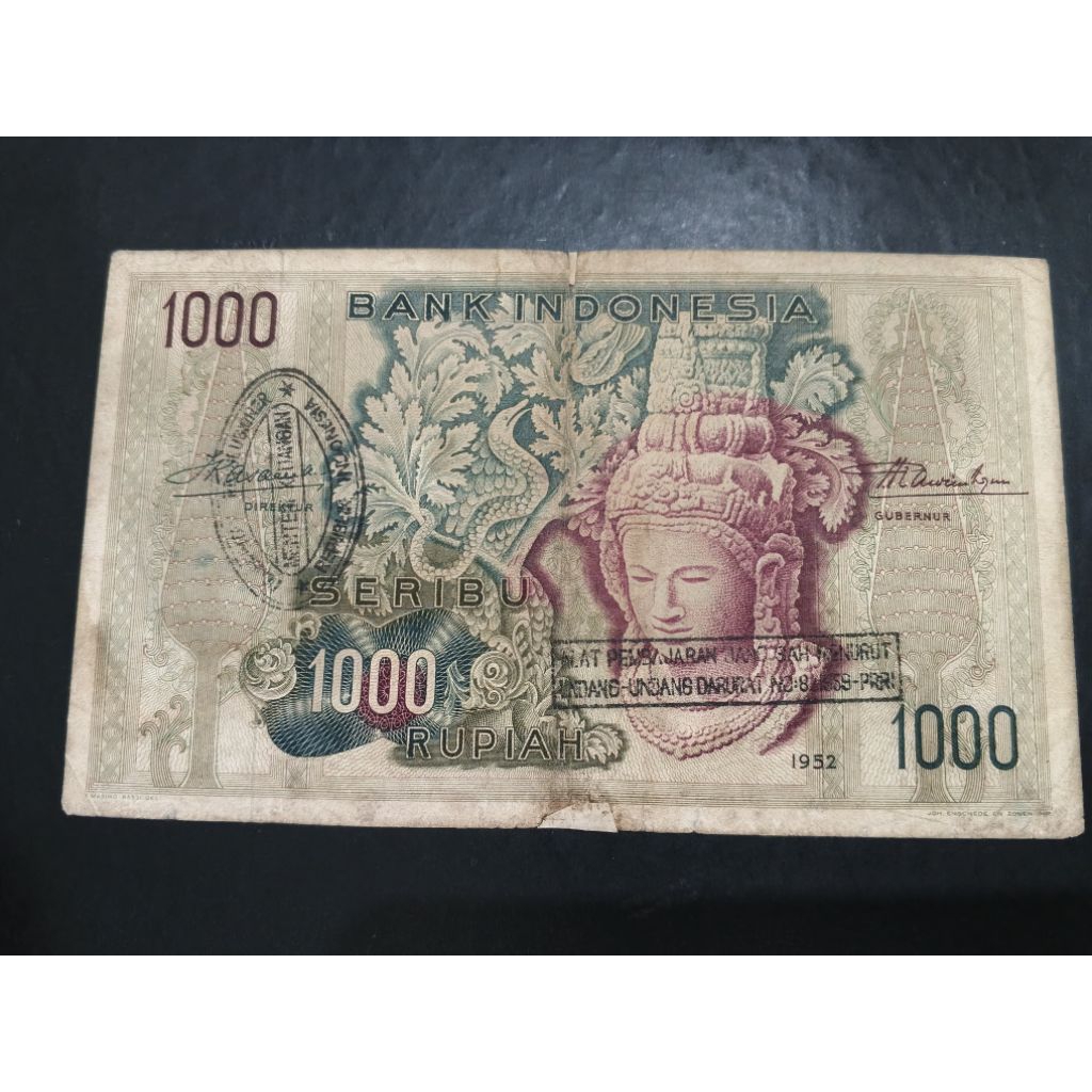 UANG KUNO 1000 RUPIAH SERI BUDAYA TAHUN 1952