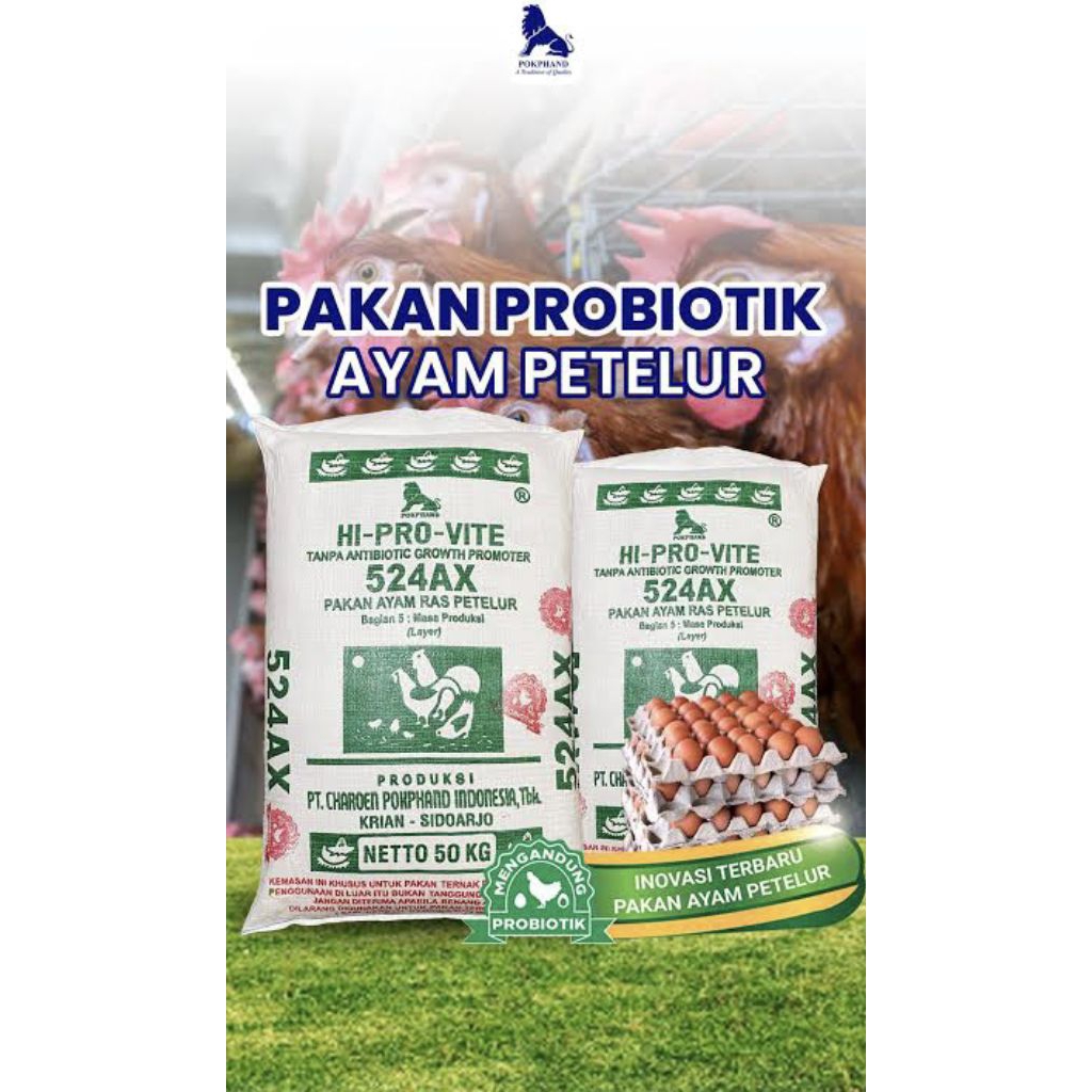 Pur Jadi Pakan Ayam Ras Petelur Komplit HI-PRO-VITE 524AX Layer Pullet Kiloan