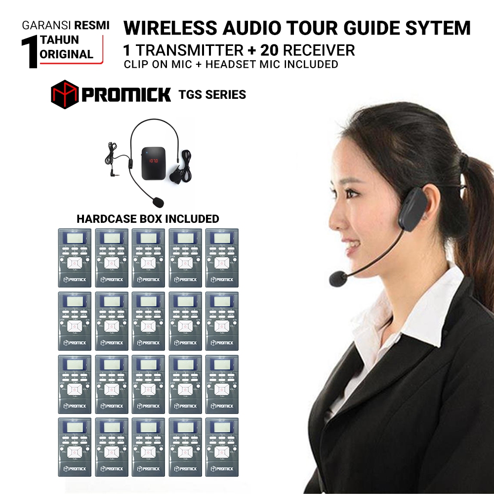 Wireless Audio Tour Guide/Haji/Umroh System - 1 Transmitter & 20 Receiver - PROMICK TGS SERIES