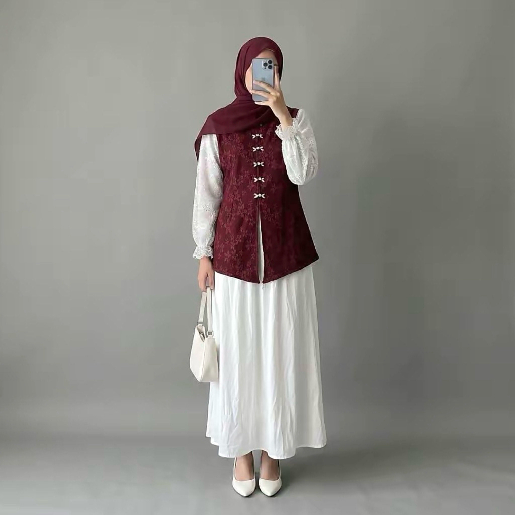 Zafira Kebaya Blouse Jaguar Premium mix Katun Bordir Bolong Atasan Dewasa