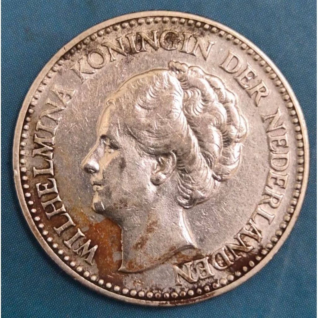 Koin Perak ½ Gulden 1930 Wilhelmina (VF)