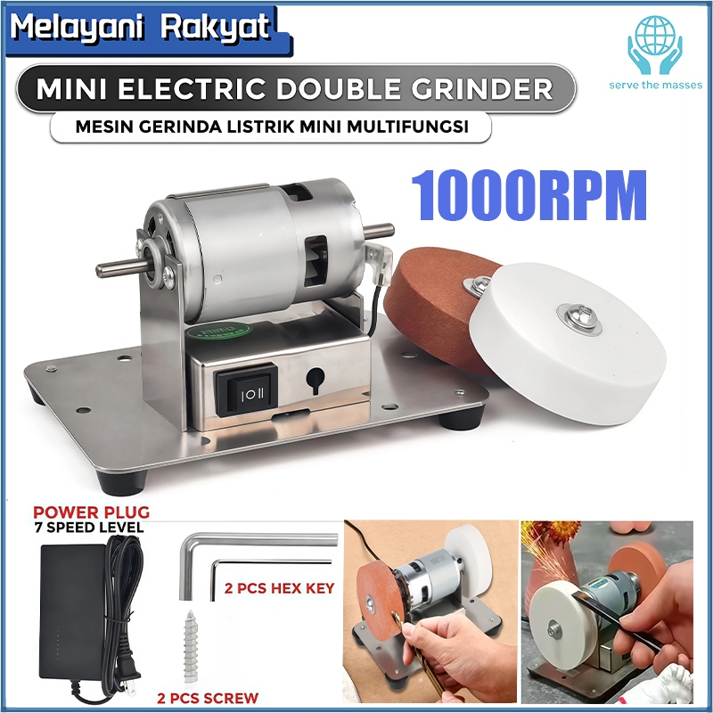 1000RPM Mini Mesin Gerinda Duduk Stand Holder Penggerindaan Kasar dan Halus dengan Mata Gurinda Pole