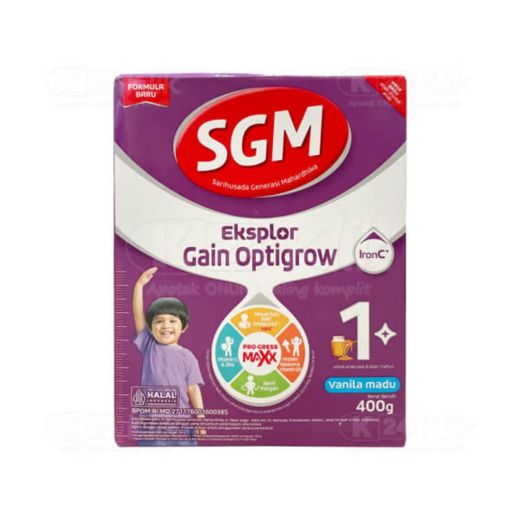 SGM Eksplor Gain Optigrow 1+ Rasa Vanilla Madu 400gr (SGM ungu)