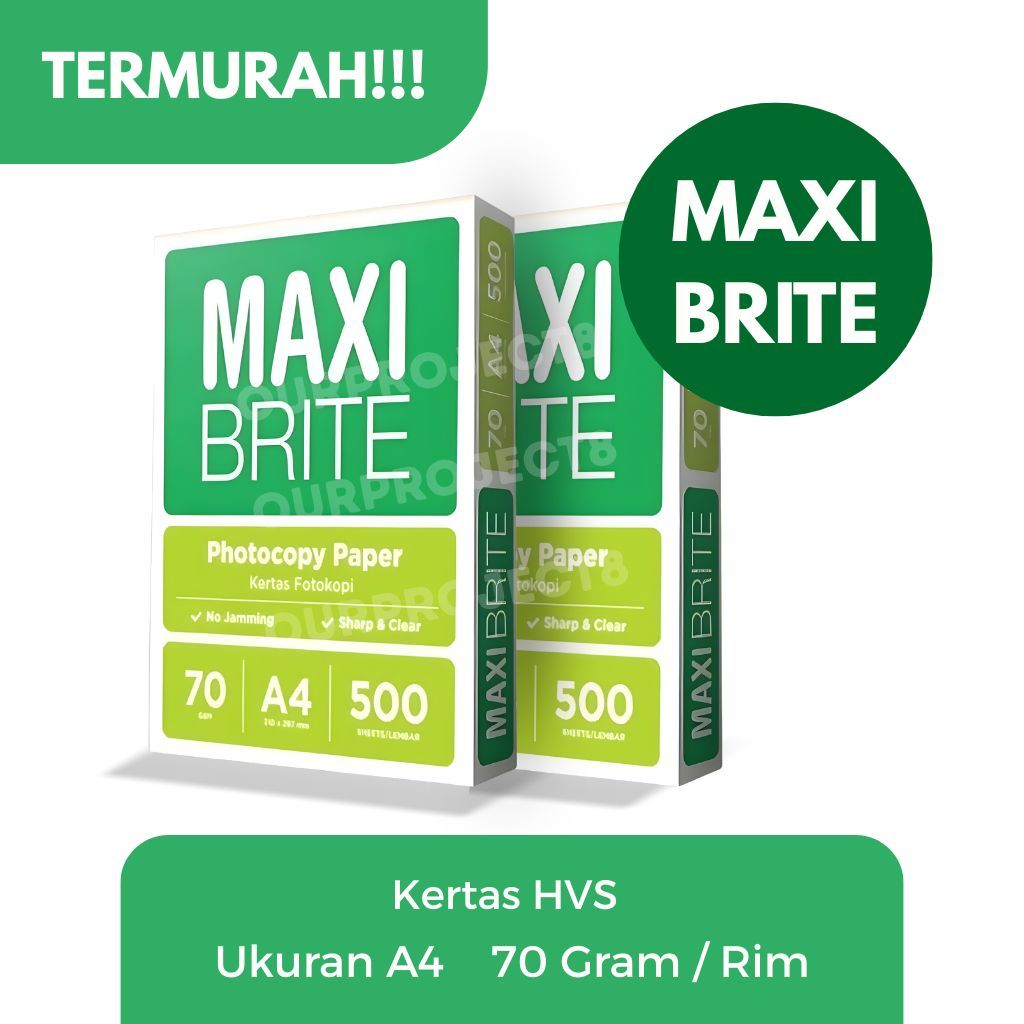 KERTAS MERK MAXI BRITE / KERTAS HVS / UK A4 70 GRAM