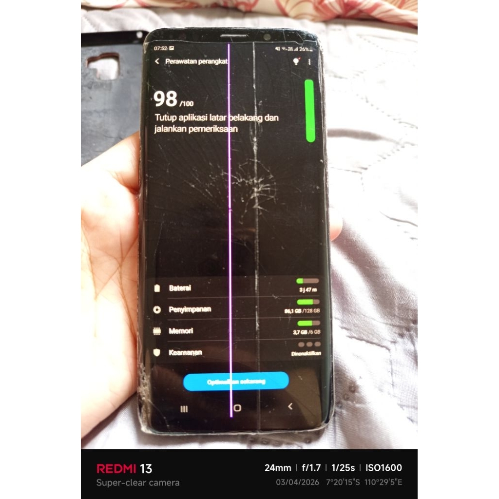Samsung s9+ 6128 minus retak depan belakang
