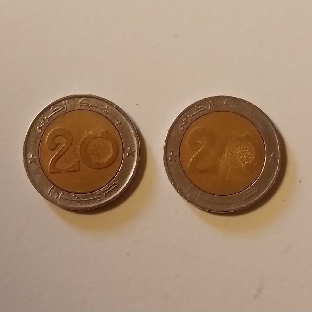Koin 20 dinar Al Jazair Asli Belakang Gambar kepala singa