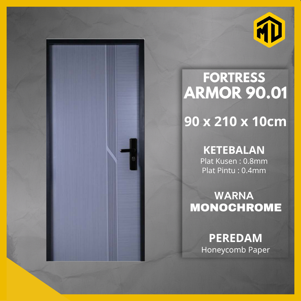 Pintu Utama - Pintu Kamar Baja Fortress 90x210 Type ARMOR Grey Minimalis Modern Tahan Terhadap Segal