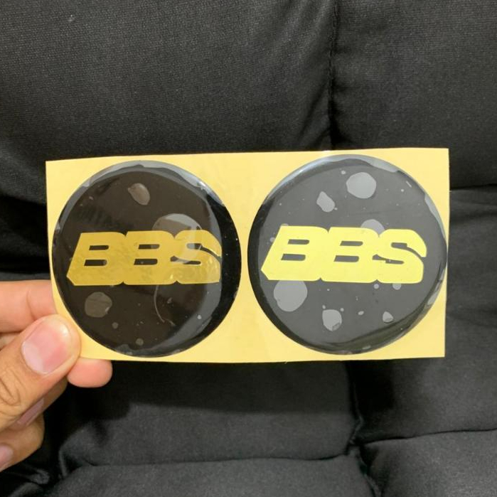 Stiker Cutting Tutup Dop Velg Mobil Timbul Logo B Be eS HItam Gold Ukuran 5,6 & 7 CM Sticker Timbul